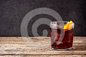 Boulevardier cocktail and orange zest