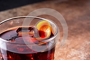 Boulevardier cocktail and orange zest