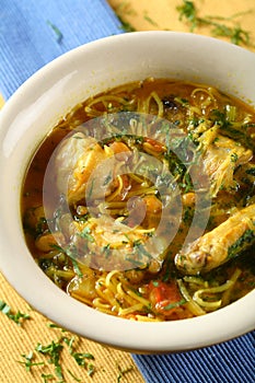 Boullion with chicken meat