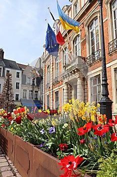Boulogne-sur-Mer, Town Hall and Spring Flowers