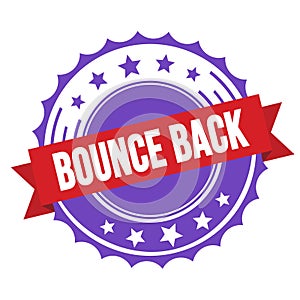 BOUNCE BACK text on red violet ribbon stamp