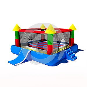 Bounce bouncy castle house isolated on white background. 3D illustration rendering