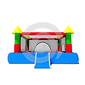 Bounce bouncy castle house isolated on white background. 3D illustration rendering