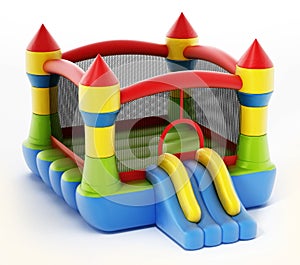 Bounce house isolated on white background. 3D illustration