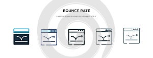 Bounce rate icon in different style vector illustration. two colored and black bounce rate vector icons designed in filled,