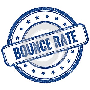 BOUNCE RATE text on blue grungy round rubber stamp