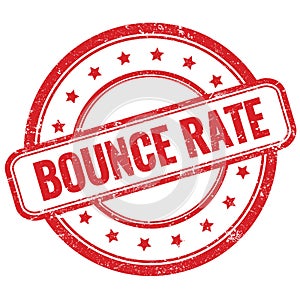 BOUNCE RATE text on red grungy round rubber stamp
