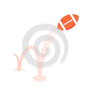 Bouncing american football game ball flat style design vector illustration.