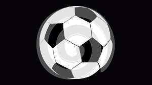 Bouncing ball. Football. Ball rotation. Loop animation of bounced soccer ball. Realistic 3D soccer ball. Alpha channel