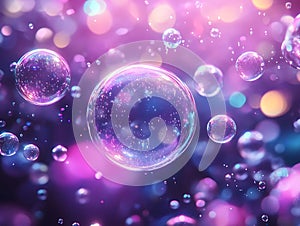 Bouncing bubbles in a vivid abstract scene