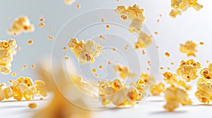 The Flying Popcorn Kernels. AI generated photo