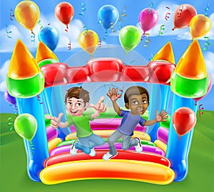 Bouncy House Castle Jumping Boys Kids Cartoon