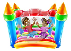 Bouncy House Castle Jumping Girl Boy Kids Cartoon