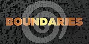 Boundaries - Gold text on black background - 3D rendered royalty free stock picture