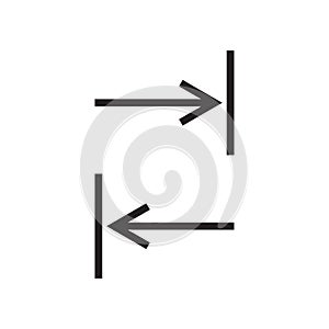 Boundary arrow icon. Dimension limit symbol. Resizing length Vector element. Measurement margin sign.