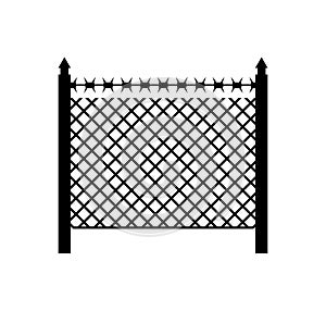 Boundary fence with barbed wire. Border Protection. Protections