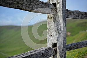 Boundary fencing in rustic wood around the Gower Swansea, Wales