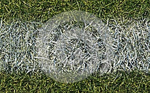 Boundary line of a playing field closeup