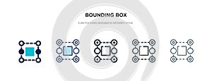 Bounding box icon in different style vector illustration. two colored and black bounding box vector icons designed in filled,