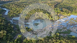 Boundless Aerial View Jungle and River Waterfall