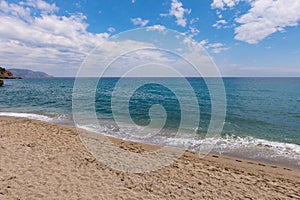 The boundless sea seen from the beach.