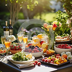 Bountiful Harvest Brunch: Fresh Delights and Mimosas in Nature\'s Embrace