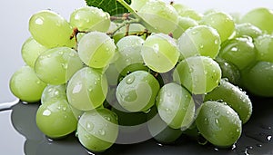 Bountiful Harvest: Closeup of Fresh Grapes Bunch Isolated on White Background