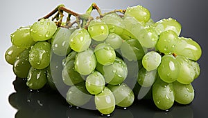 Bountiful Harvest: Closeup of Fresh Grapes Bunch Isolated on White Background