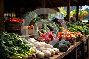 Bountiful Organic vegetable products market department. Generate ai