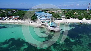 Bounty Beach and Malapascua Island Seashore in Cebu, Philippines. Sulu Sea, Boats and Beautiful Seascape in Background II