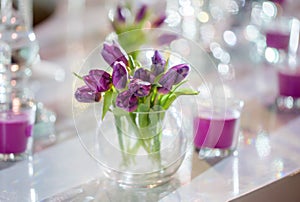 Bouqet of violet tulips photo