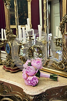 Bouquet on antique table