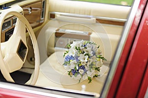 Bouquet on Armrest in Car