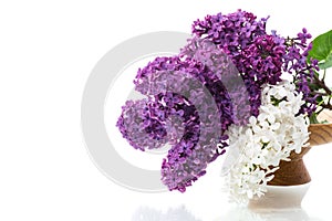 Bouquet of beautiful blooming lilacs in a vase