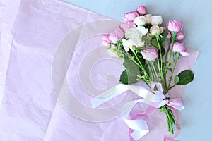 Bouquet of beautiful flowers on grey background