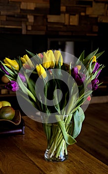 Bouquet of beautiful tulip flowers in vase