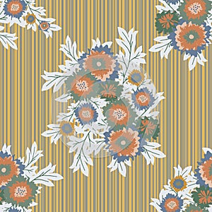 Bouquet of blanket flowers vector seamless botanical pattern background. Elegant groups of wild meadow flowers on bar