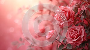 Bouquet of Blossoming Pink Roses Background,romantic and lush floral background,Generated AI