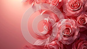 Bouquet of Blossoming Pink Roses Background,romantic and lush floral background,Generated AI