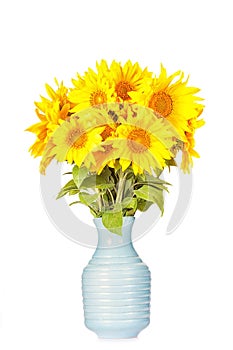 Bouquet of bright yellow sunflowers