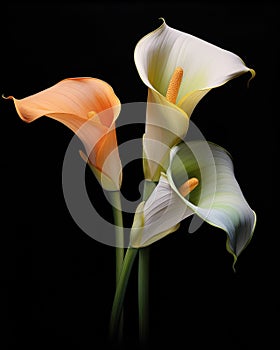 Bouquet of Calla lily over black background