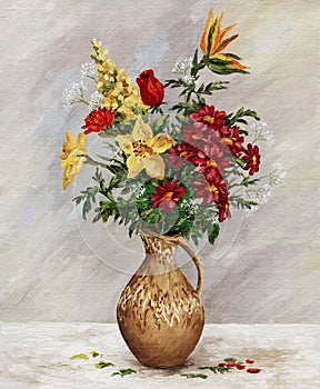 Bouquet in a ceramic jug