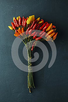 bouquet of chili peppers of different colors