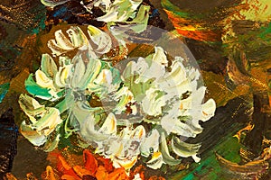 Bouquet of Chrysanthemums Oil Painting Detail