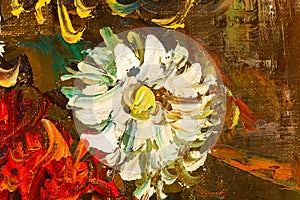 Bouquet of Chrysanthemums Oil Painting Detail