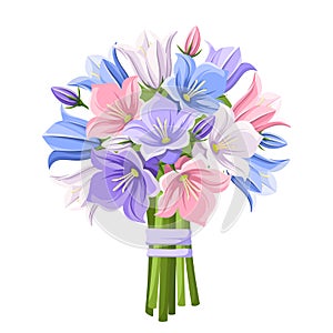 Bouquet of colorful bluebell flowers. Vector illustration.