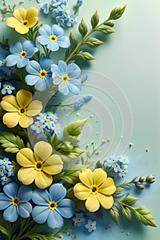 Bouquet of colorful bright flowers forget-me-not