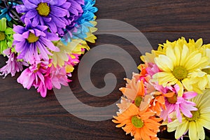 Bouquet of colorful daises on table