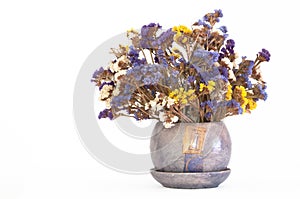 Bouquet of colorful dried sea lavender (limonium) photo
