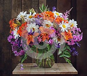 Bouquet of country flowers in a vase.